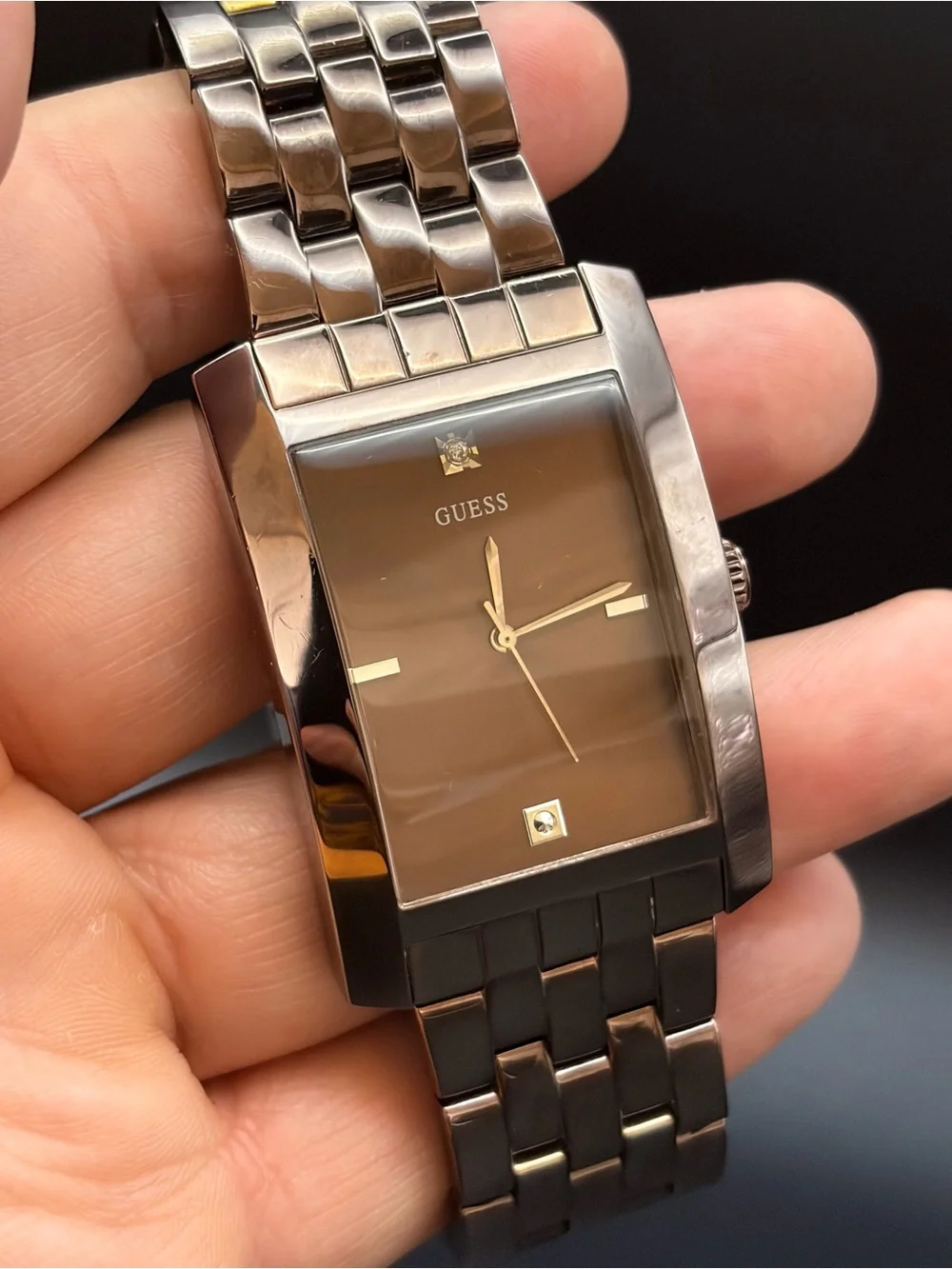 Guess rectangular gunmetal